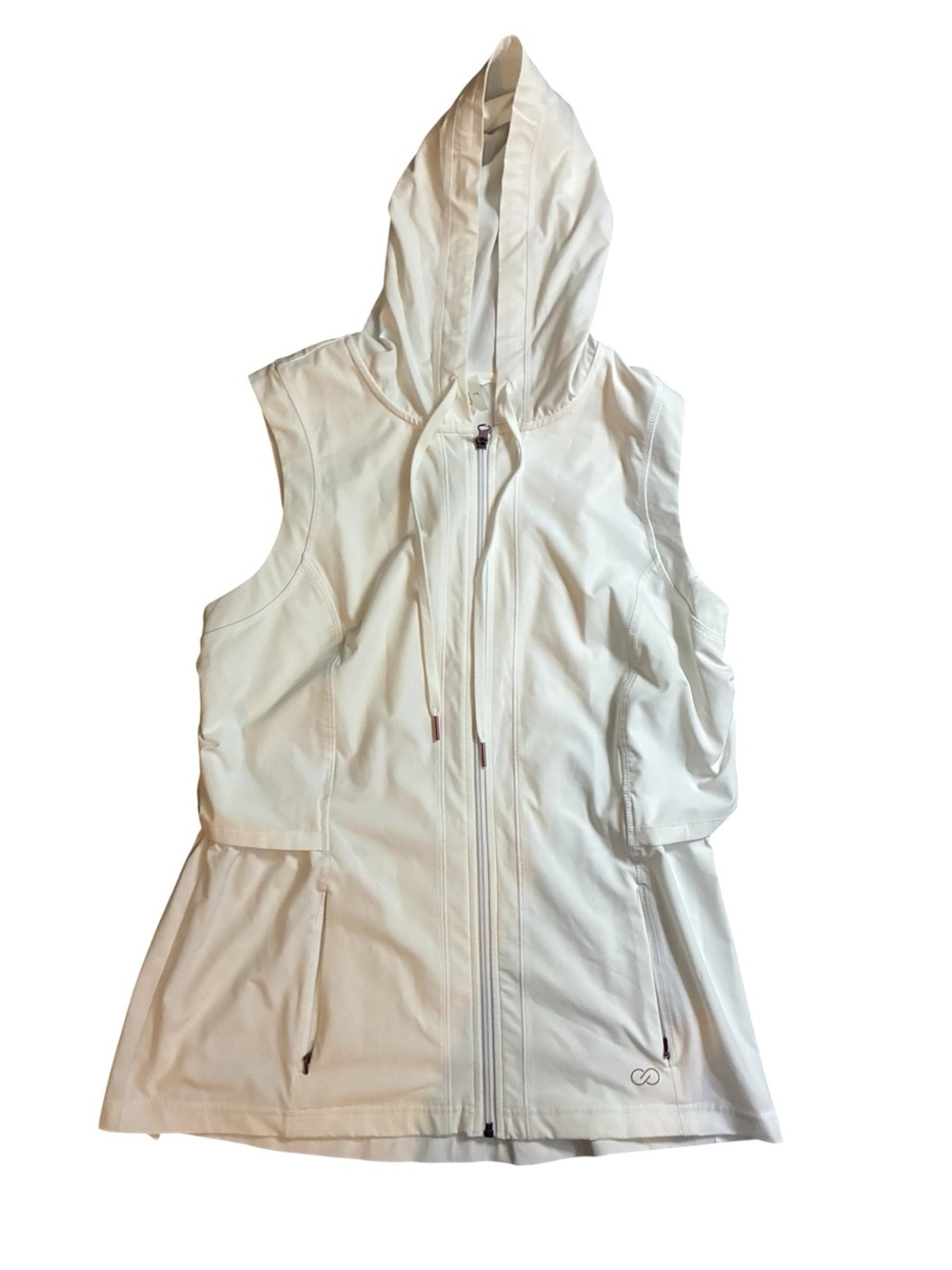 CALIA by Carrie Underwood Ivory Sleeveless Hooded Zip Vest